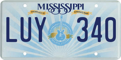 MS license plate LUY340