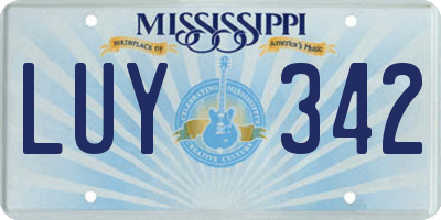 MS license plate LUY342