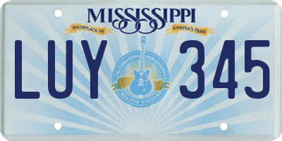 MS license plate LUY345