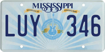 MS license plate LUY346