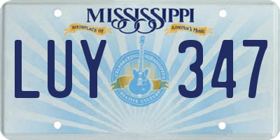 MS license plate LUY347