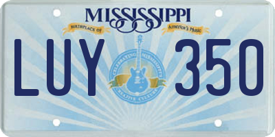 MS license plate LUY350