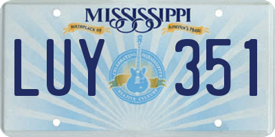 MS license plate LUY351