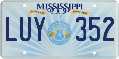 MS license plate LUY352