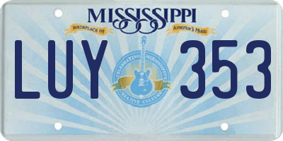 MS license plate LUY353