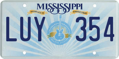 MS license plate LUY354