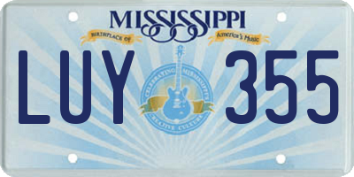 MS license plate LUY355