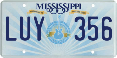 MS license plate LUY356