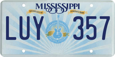MS license plate LUY357