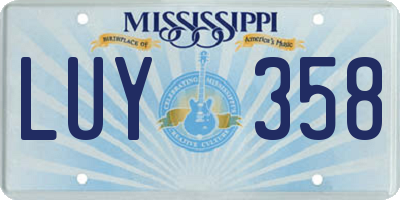 MS license plate LUY358