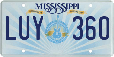 MS license plate LUY360