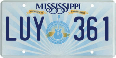 MS license plate LUY361