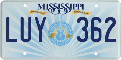 MS license plate LUY362
