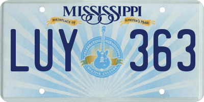 MS license plate LUY363