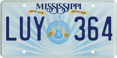 MS license plate LUY364