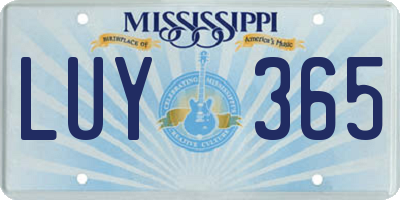 MS license plate LUY365