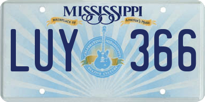 MS license plate LUY366