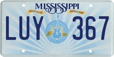 MS license plate LUY367