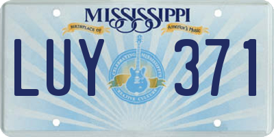 MS license plate LUY371