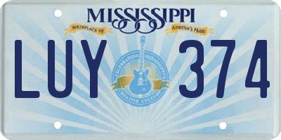 MS license plate LUY374