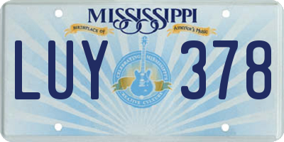 MS license plate LUY378