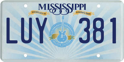 MS license plate LUY381