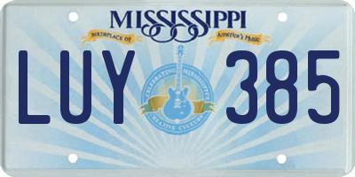 MS license plate LUY385