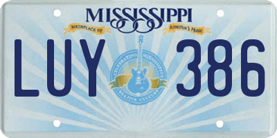 MS license plate LUY386