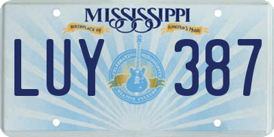 MS license plate LUY387