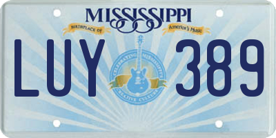 MS license plate LUY389