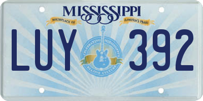 MS license plate LUY392
