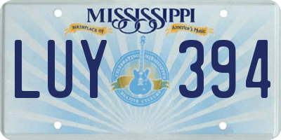 MS license plate LUY394