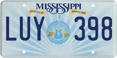 MS license plate LUY398