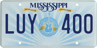 MS license plate LUY400