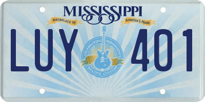 MS license plate LUY401