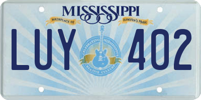 MS license plate LUY402