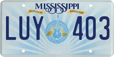 MS license plate LUY403