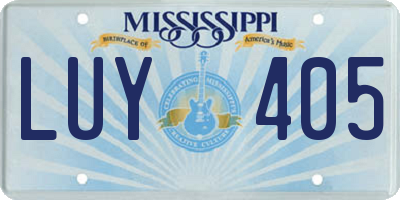 MS license plate LUY405