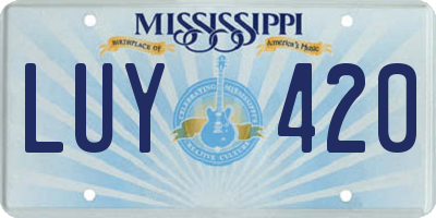 MS license plate LUY420