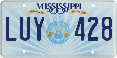 MS license plate LUY428