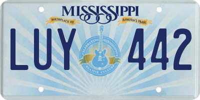 MS license plate LUY442