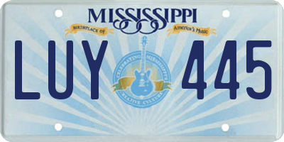 MS license plate LUY445
