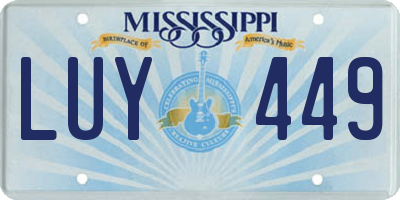 MS license plate LUY449