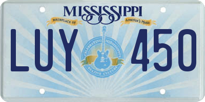 MS license plate LUY450