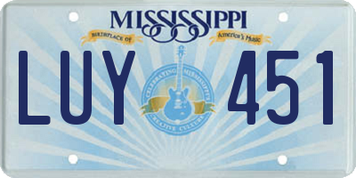 MS license plate LUY451