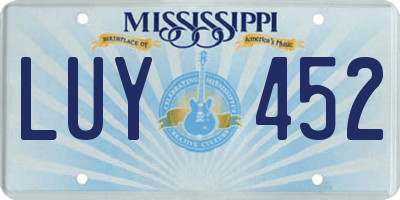 MS license plate LUY452