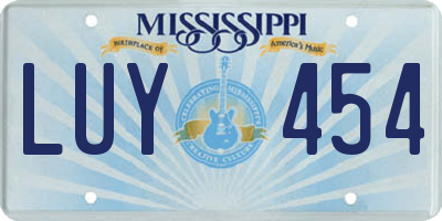 MS license plate LUY454