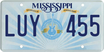 MS license plate LUY455