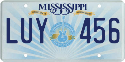 MS license plate LUY456