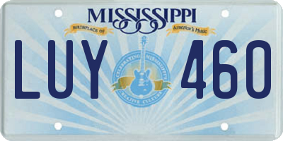 MS license plate LUY460